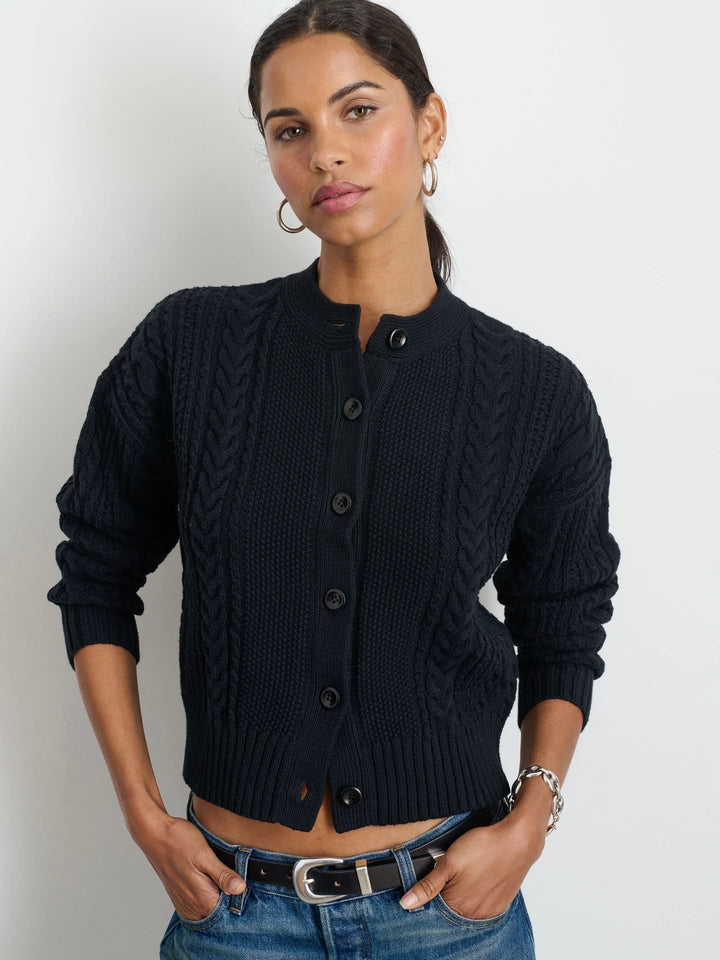 Alex Mill - Black Cable Knit Nico Cardigan - Kalifornia Jean Bar Alex Mill - Black Cable Knit Nico Cardigan