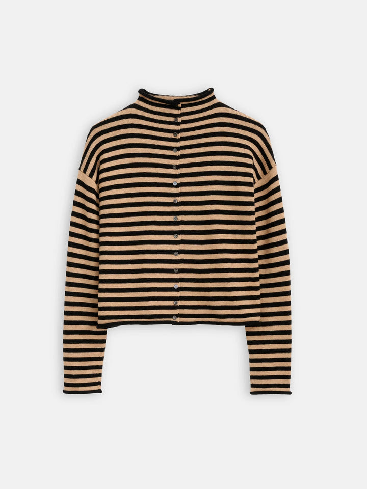 Alex Mill - Black/Camel Taylor Striped Cashmere Cardigan - Kalifornia Jean Bar