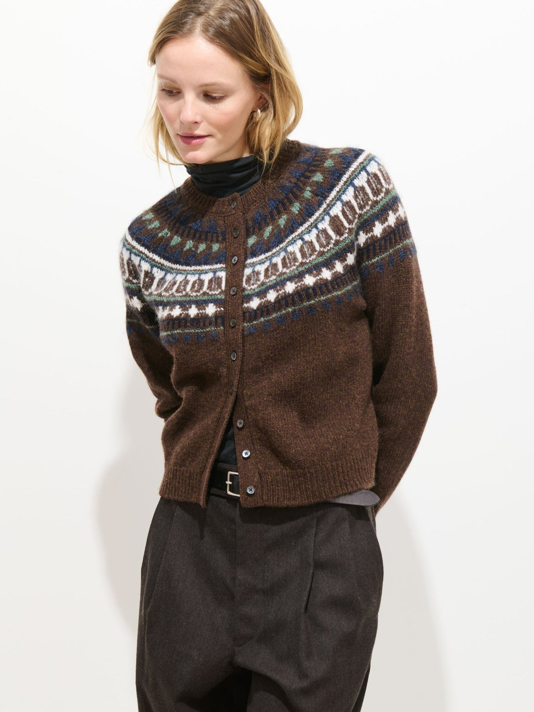 Alex Mill - Charlotte Fair Isle Sweater in Chestnut - Kalifornia Jean Bar
