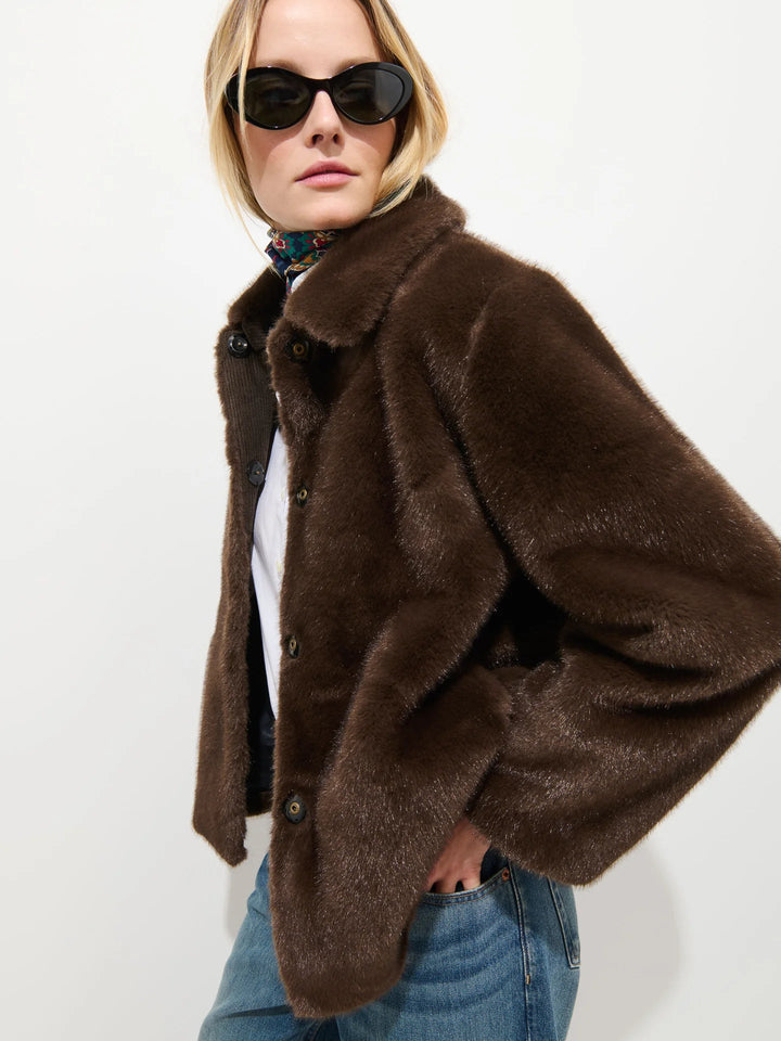 Alex Mill - Dark Brown Duane St Faux Fur Jacket - Kalifornia Jean Bar