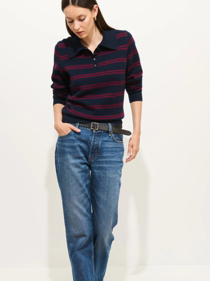 Alex Mill - Deep Navy/Barolo Alice Polo Cashmere Stripe - Kalifornia Jean Bar