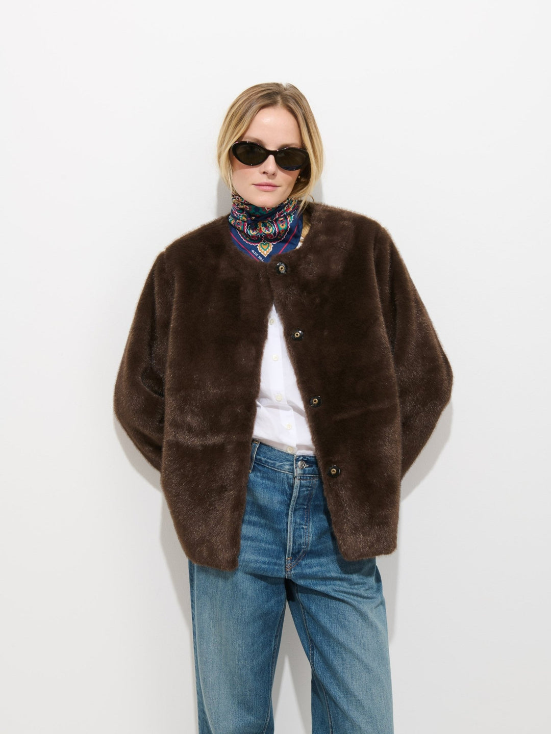 Alex Mill - Duane St Faux Fur Jacket in Dark Brown - Kalifornia Jean Bar
