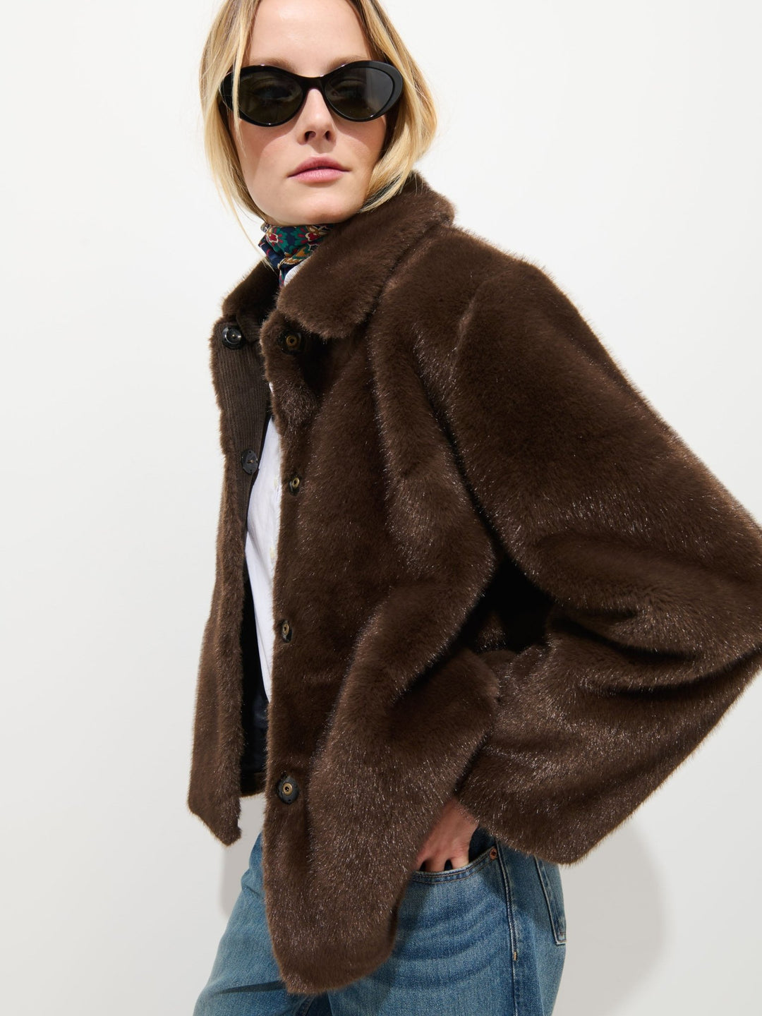 Alex Mill - Duane St Faux Fur Jacket in Dark Brown - Kalifornia Jean Bar