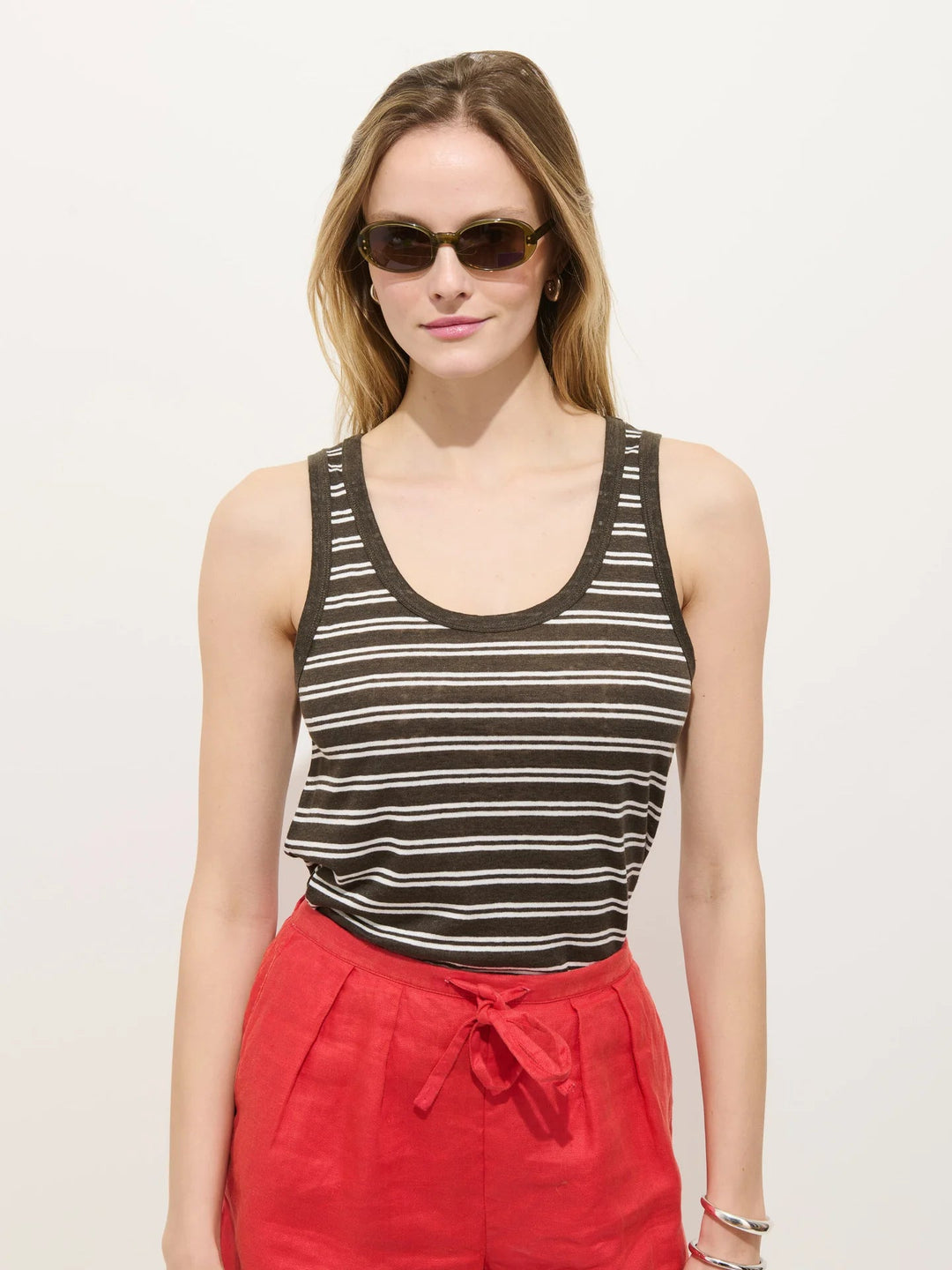 Alex Mill - Garcon Linen Tank Roasted Bean Stripe - Kalifornia Jean Bar