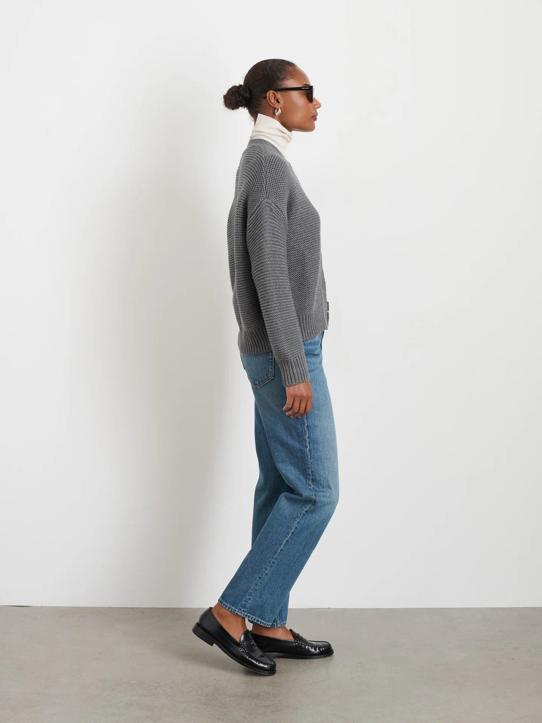 Alex Mill - Heather Grey Nico Cardigan in Heathered Cotton - Kalifornia Jean BarAlex Mill - Heather Grey Nico Cardigan in Heathered CottonWomen's Cardigan