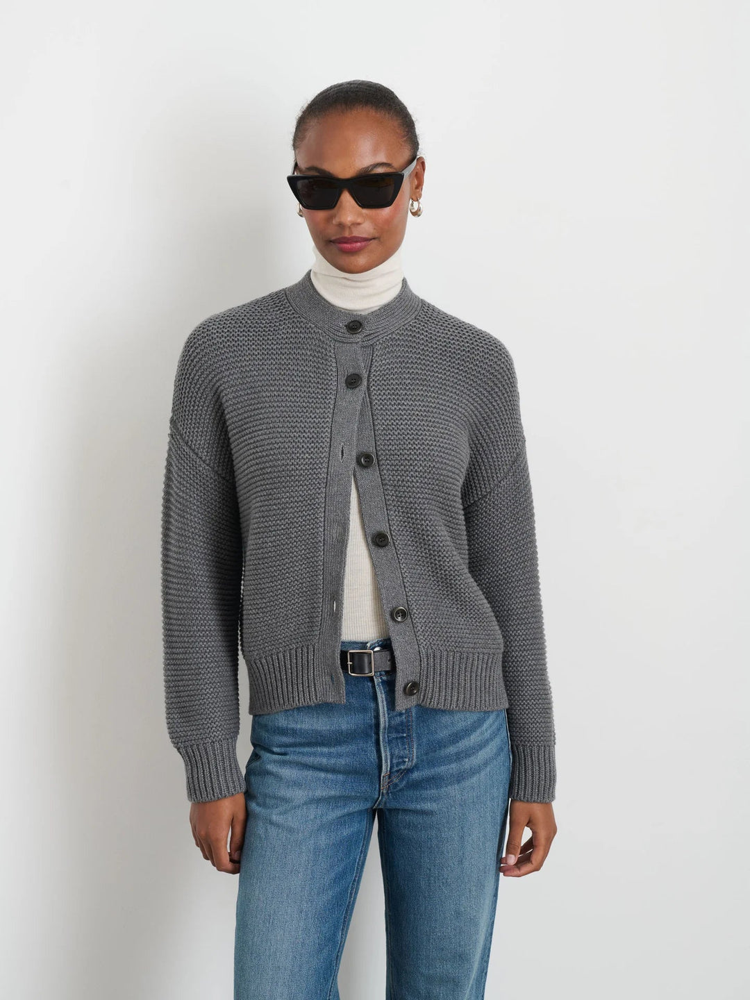 Alex Mill - Heather Grey Nico Cardigan in Heathered Cotton - Kalifornia Jean BarAlex Mill - Heather Grey Nico Cardigan in Heathered CottonWomen's Cardigan