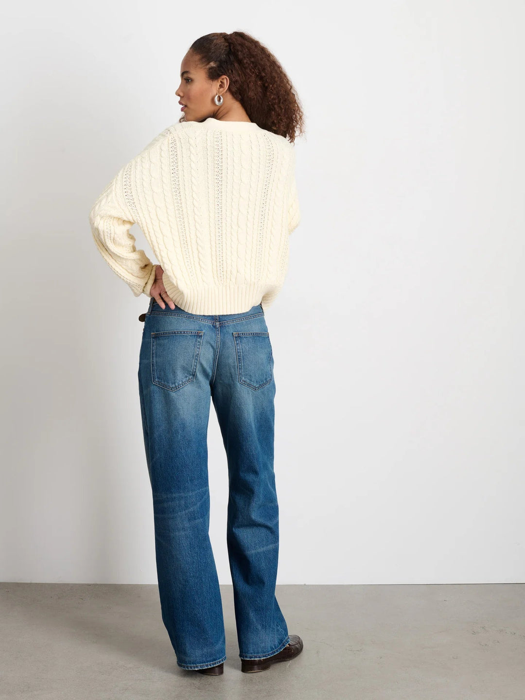 Alex Mill - Ivory Cable Knit Nico Cardigan - Kalifornia Jean Bar Alex Mill - Ivory Cable Knit Nico Cardigan