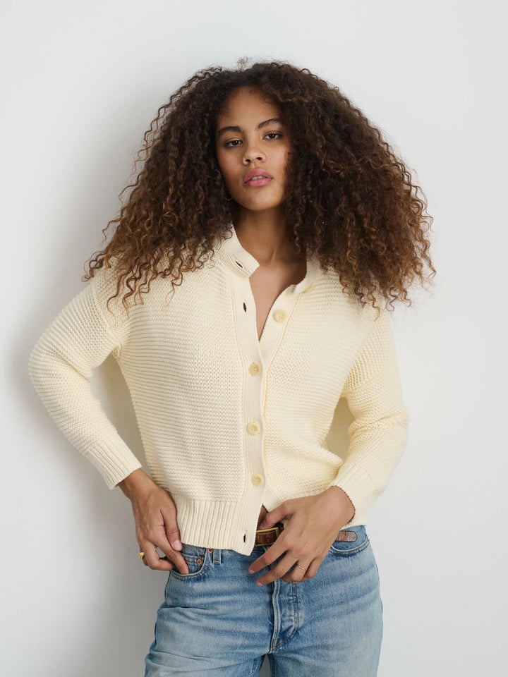 Alex Mill - Ivory Nico Cardigan in Cotton - Kalifornia Jean Bar Alex Mill - Ivory Nico Cardigan in Cotton Women's Cardigan