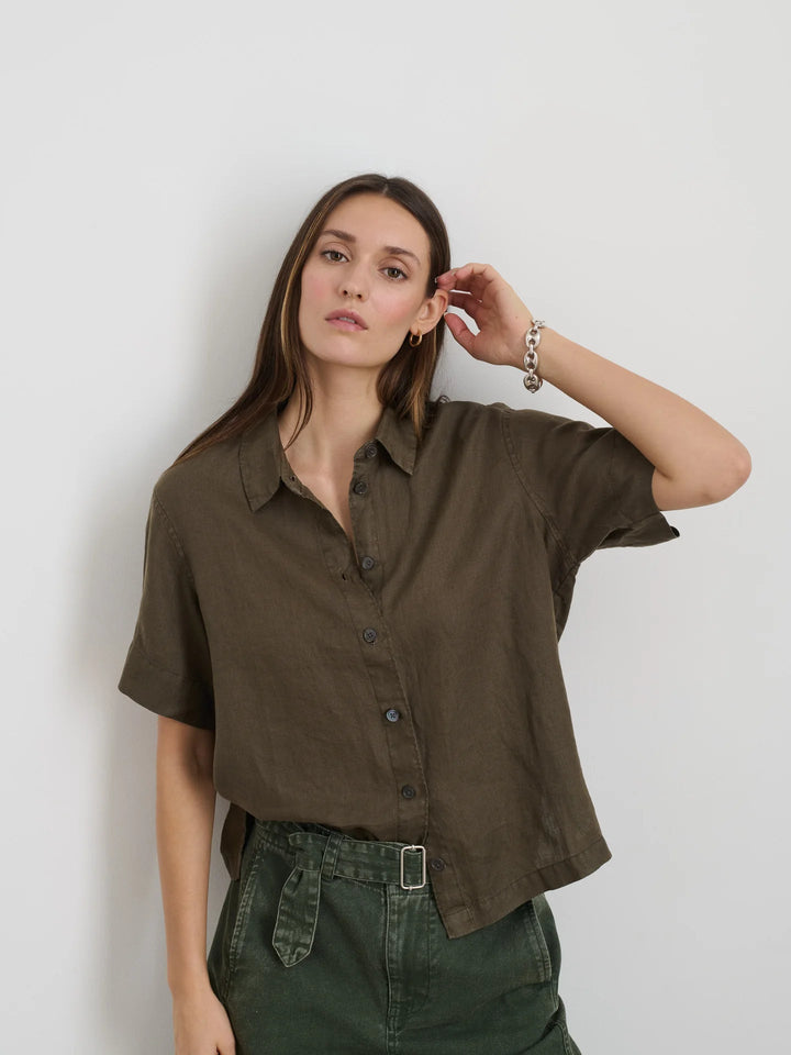 Alex Mill - Maddie Linen Shirt in Deep Moss - Kalifornia Jean Bar