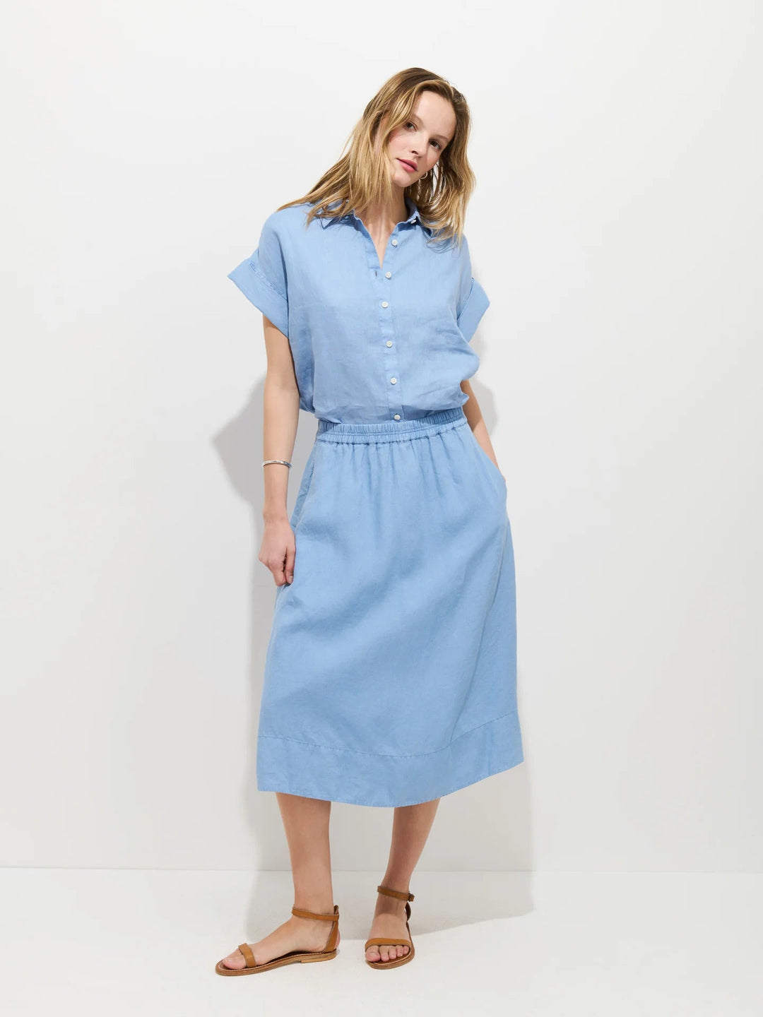 Alex Mill - Maddie Linen Skirt in Bel Air Blue - Kalifornia Jean Bar
