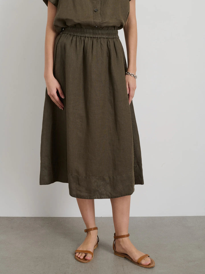 Alex Mill - Maddie Linen Skirt in Deep Moss - Kalifornia Jean Bar