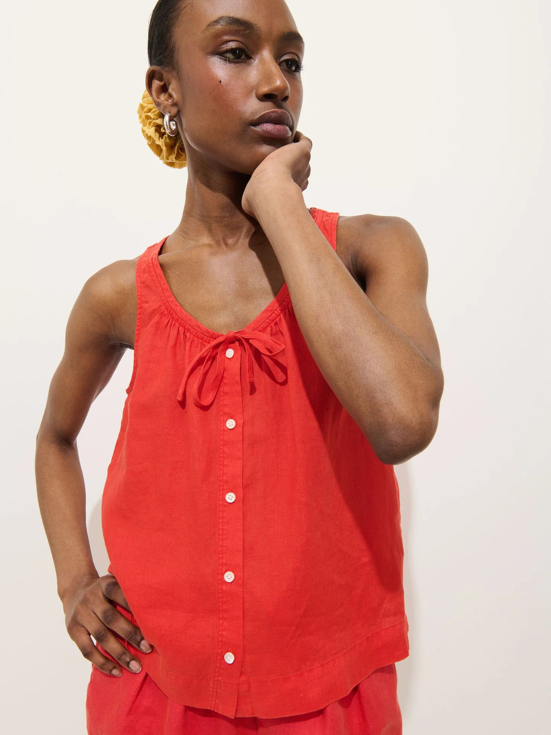 Alex Mill - Sydney Linen Top in Chili - Kalifornia Jean Bar
