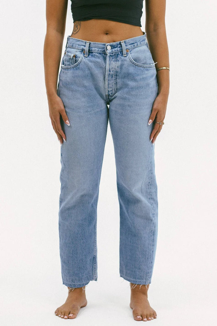 Aligrace - Relaxed Raw Hem Vintage Jean Light Medium Wash - Kalifornia Jean Bar