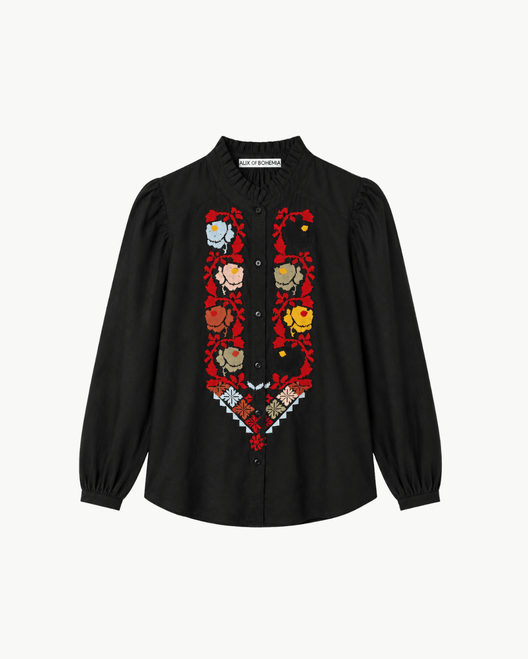 Alix of Bohemia - Annabel Emblem Panel Shirt in Black - Kalifornia Jean Bar