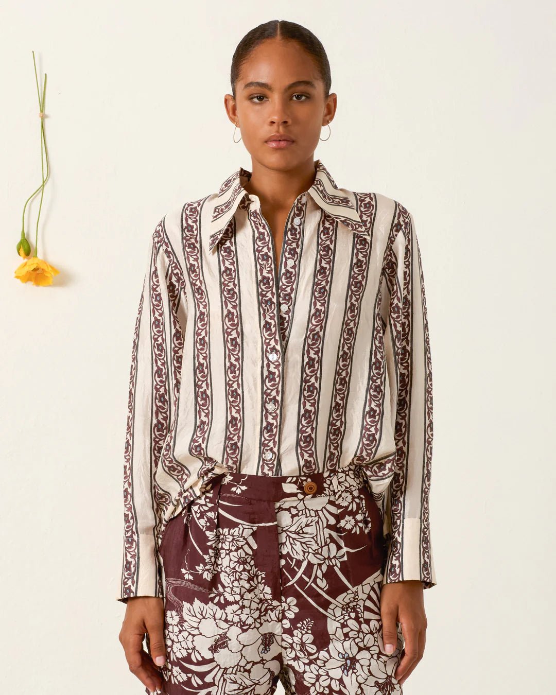 Alix of Bohemia - Dana Climbing Vine Silk Shirt - Kalifornia Jean Bar