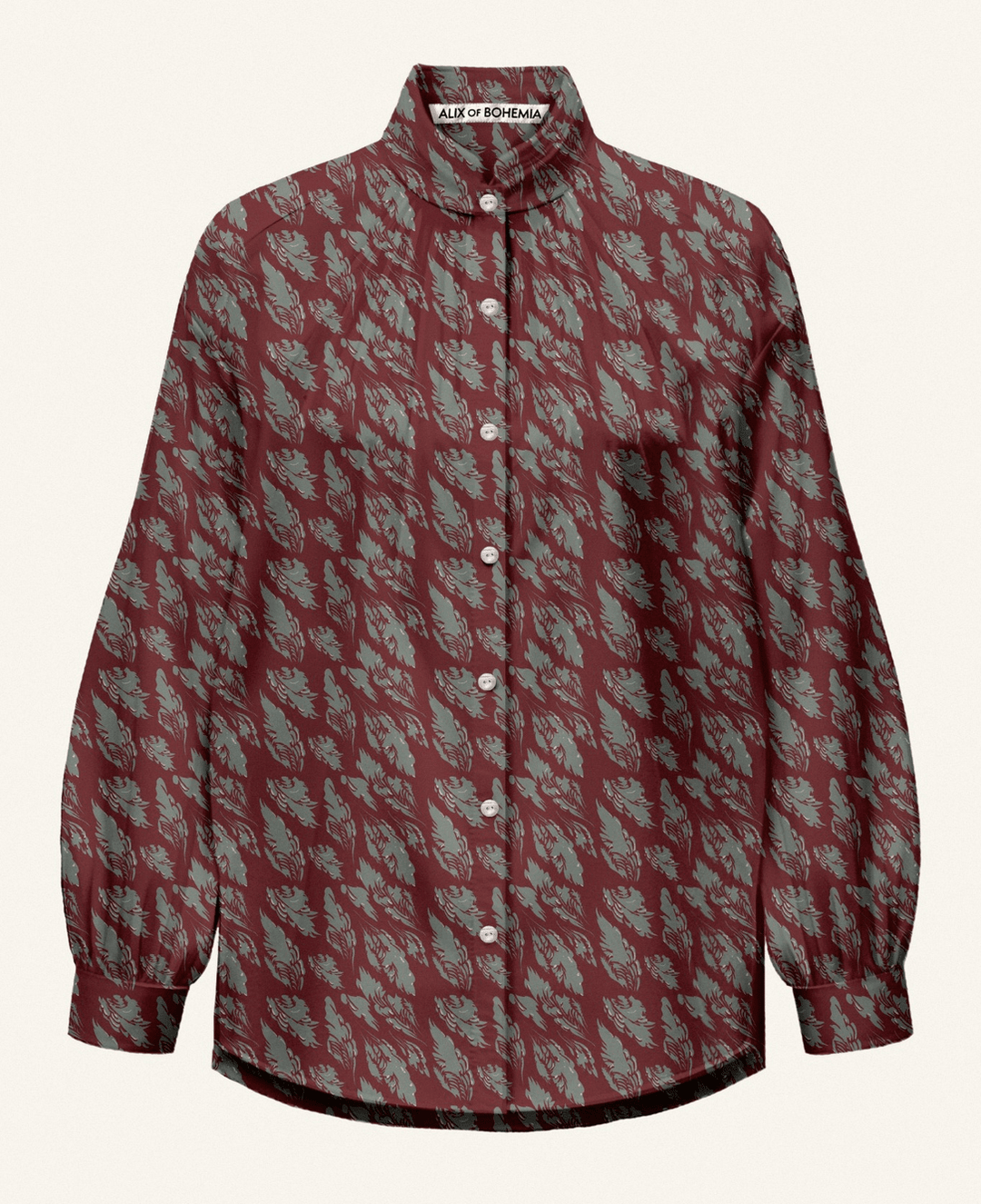 Alix of Bohemia - Kiki Sage Feather Shirt Dark Red - Kalifornia Jean Bar
