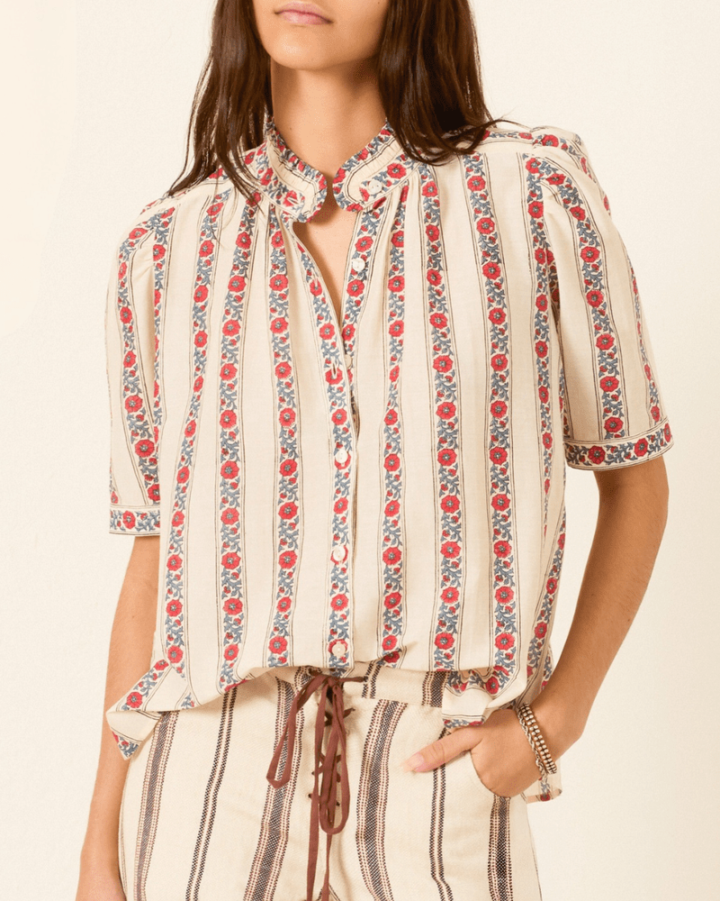 Alix of Bohemia - Winnle Roseband Stripe Shirt in Off-White - Kalifornia Jean Bar