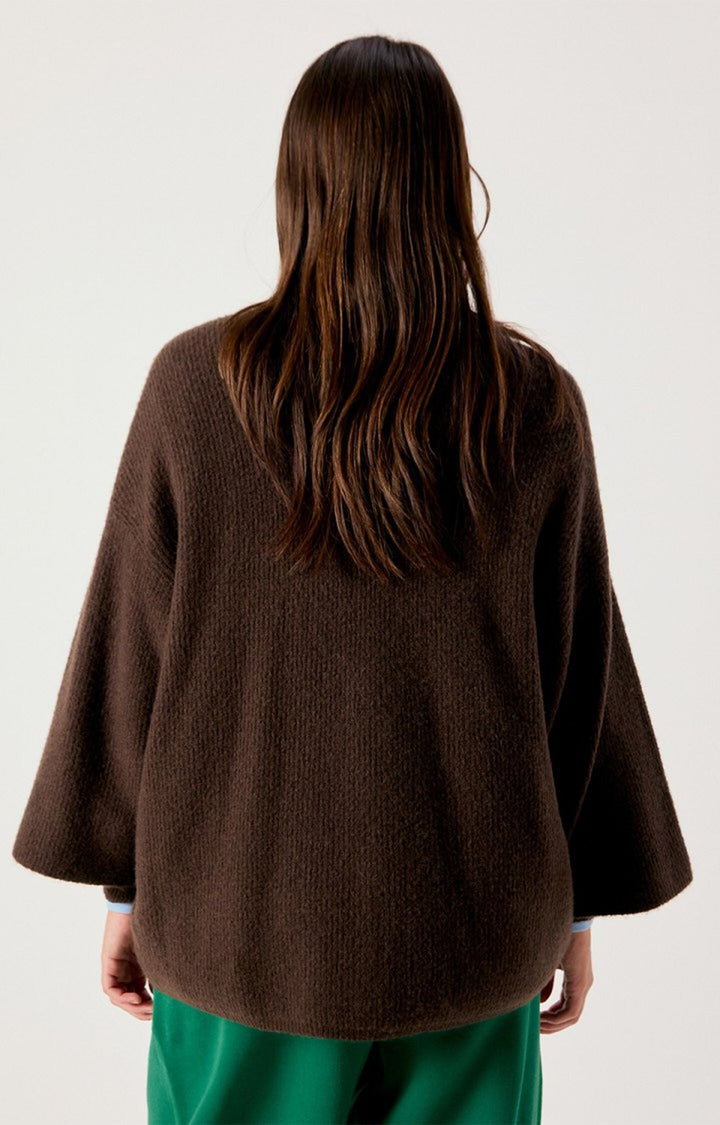 American Vintage - Damsville V-Neck Cardigan - Melange Brown - Kalifornia Jean Bar