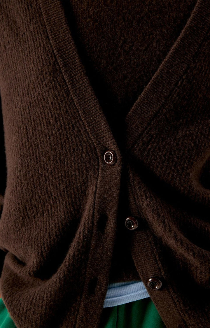 American Vintage - Damsville V-Neck Cardigan - Melange Brown - Kalifornia Jean Bar