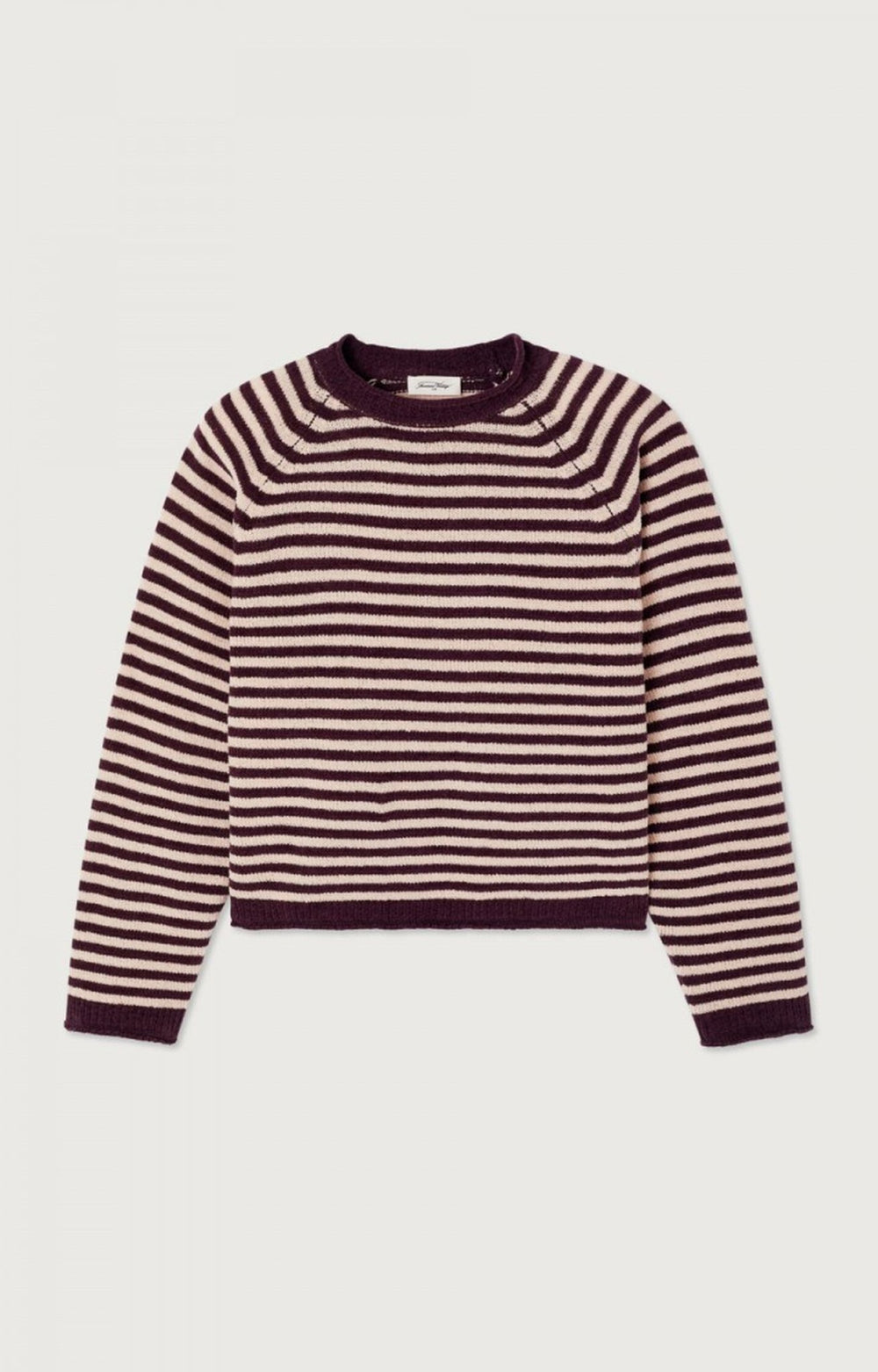 American Vintage - Ekewood Striped Sweater Aubergine and Pale Pink Stripes - Kalifornia Jean Bar