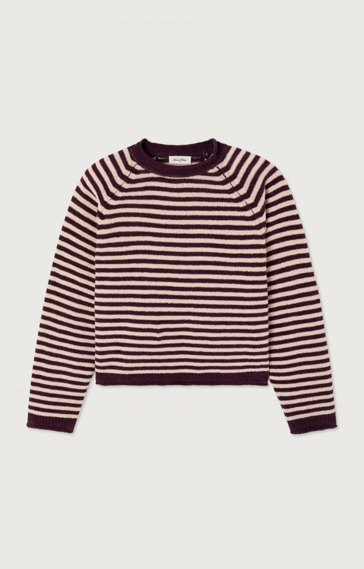 American Vintage - Ekewood Striped Sweater Aubergine and Pale Pink Stripes - Kalifornia Jean Bar