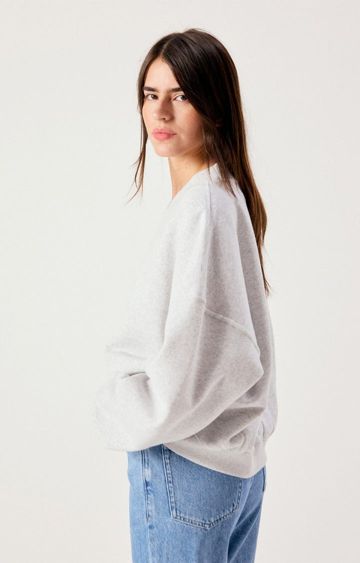American Vintage - Heather Grey Baptown V-Neck Sweatshirt - Kalifornia Jean Bar