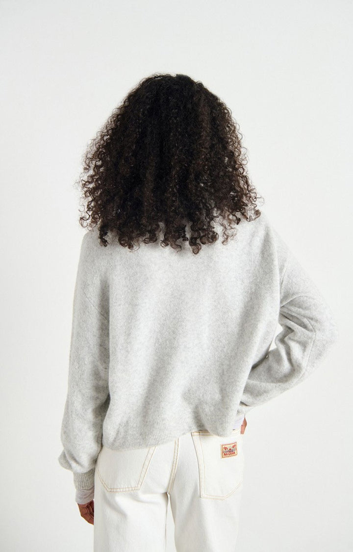 American Vintage - Heather Grey Damsville Crewneck Cardigan - Kalifornia Jean Bar