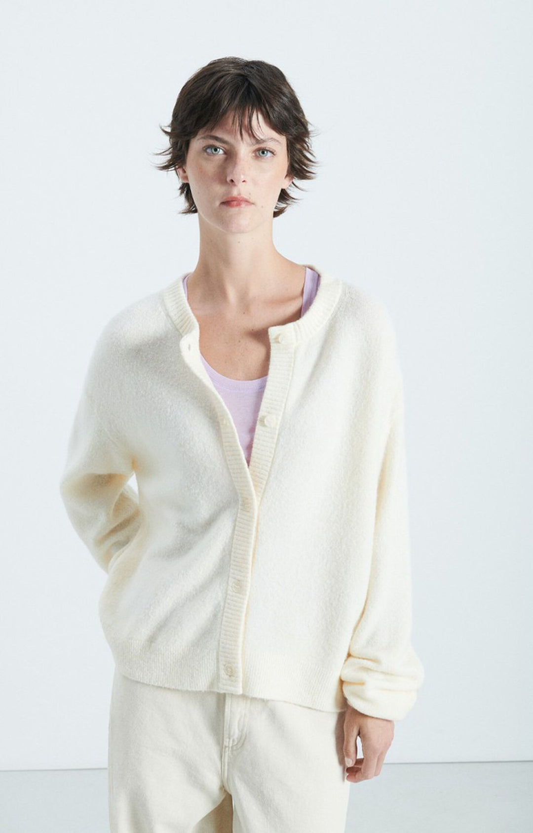 American Vintage - Melange Pannacotta Damsville Crewneck Cardigan - Kalifornia Jean Bar