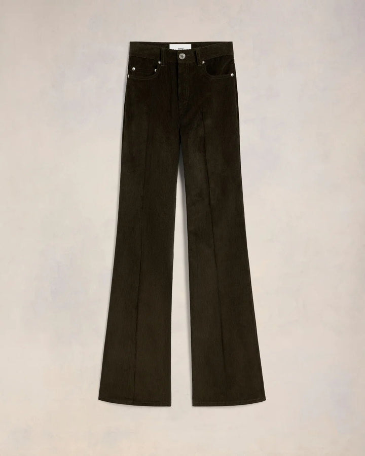 AMI PARIS - Dark Coffee Flare Fit Velvet Trousers - Kalifornia Jean Bar