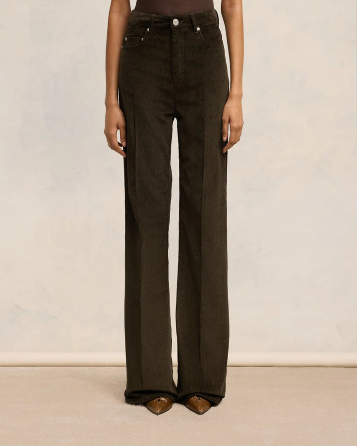 AMI PARIS - Dark Coffee Flare Fit Velvet Trousers - Kalifornia Jean Bar