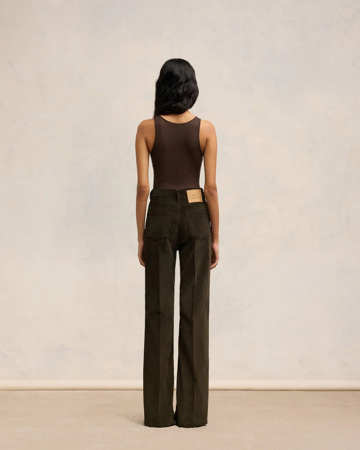 AMI PARIS - Dark Coffee Flare Fit Velvet Trousers - Kalifornia Jean Bar