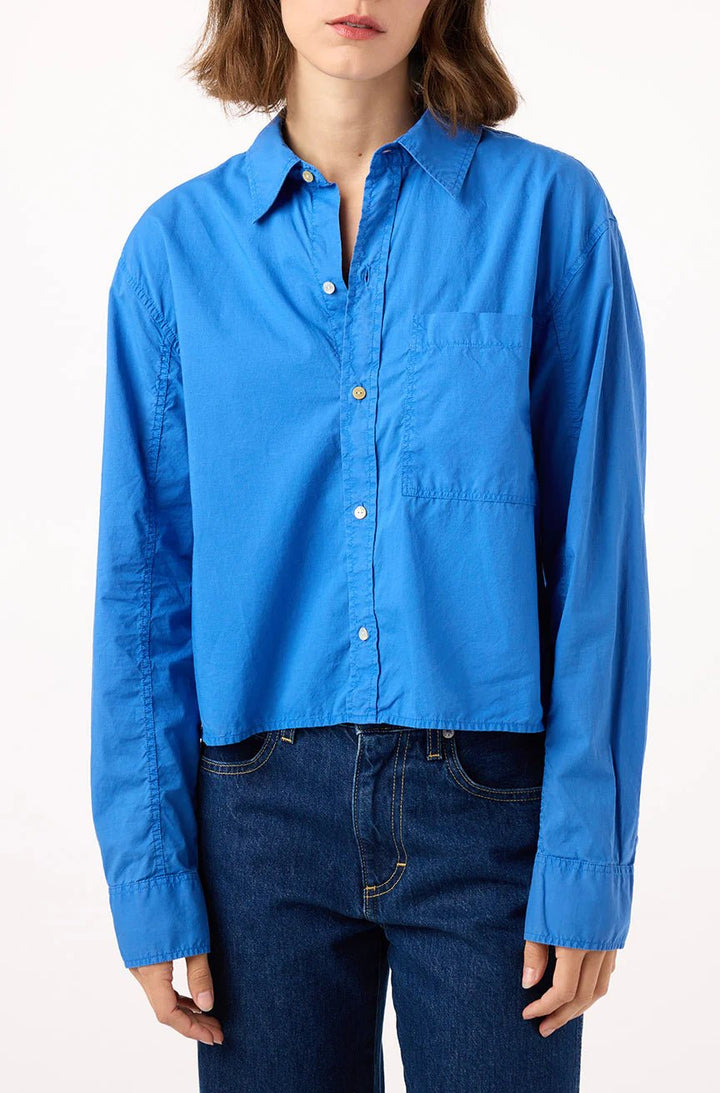 AMO - French Blue Ruth Crop Shirt - Kalifornia Jean BarAMO - French Blue Ruth Crop Shirt