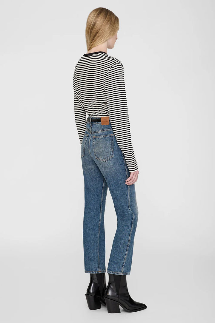 Anine Bing - Alessia Long Sleeve Tee in Cream & Black Stripe - Kalifornia Jean Bar Anine Bing - Alessia Long Sleeve Tee in Cream & Black Stripe Henley