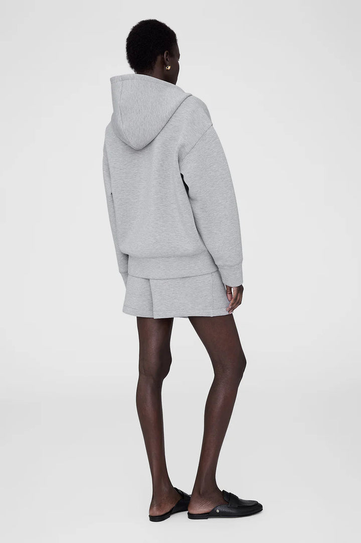 Anine Bing - Bond Zip Up Hoodie Framed Monogram in Heathered Grey - Kalifornia Jean Bar