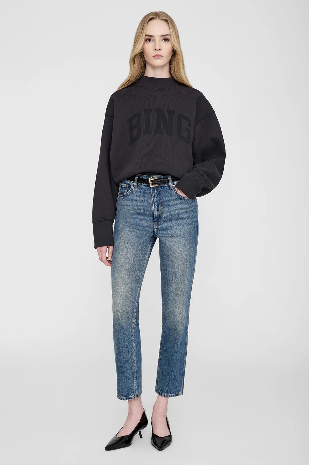 Anine Bing - Bradie Sweatshirt Bing in Black - Kalifornia Jean Bar