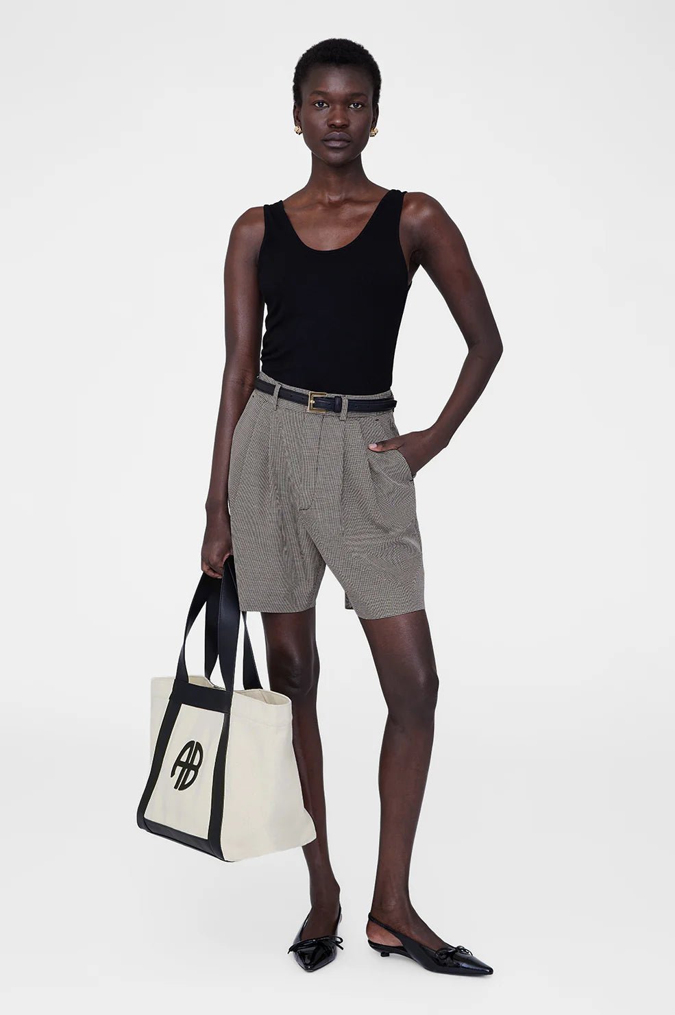 Anine Bing - Cara Tote Natural Canvas with Black - Kalifornia Jean Bar