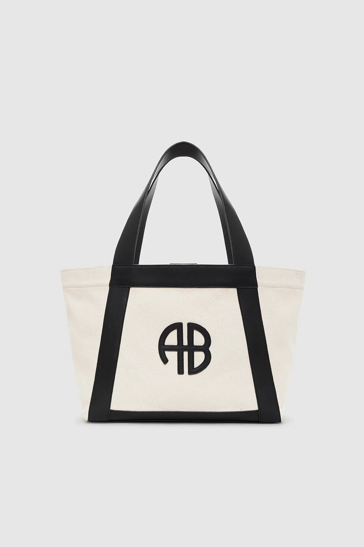 Anine Bing - Cara Tote Natural Canvas with Black - Kalifornia Jean Bar