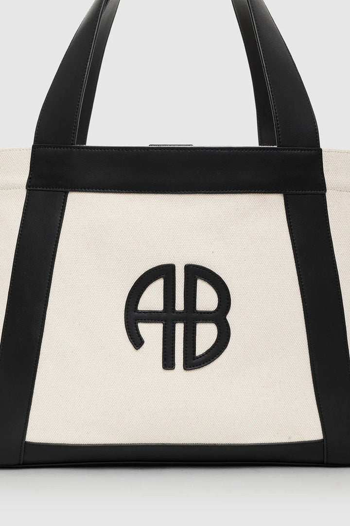 Anine Bing - Cara Tote Natural Canvas with Black - Kalifornia Jean Bar