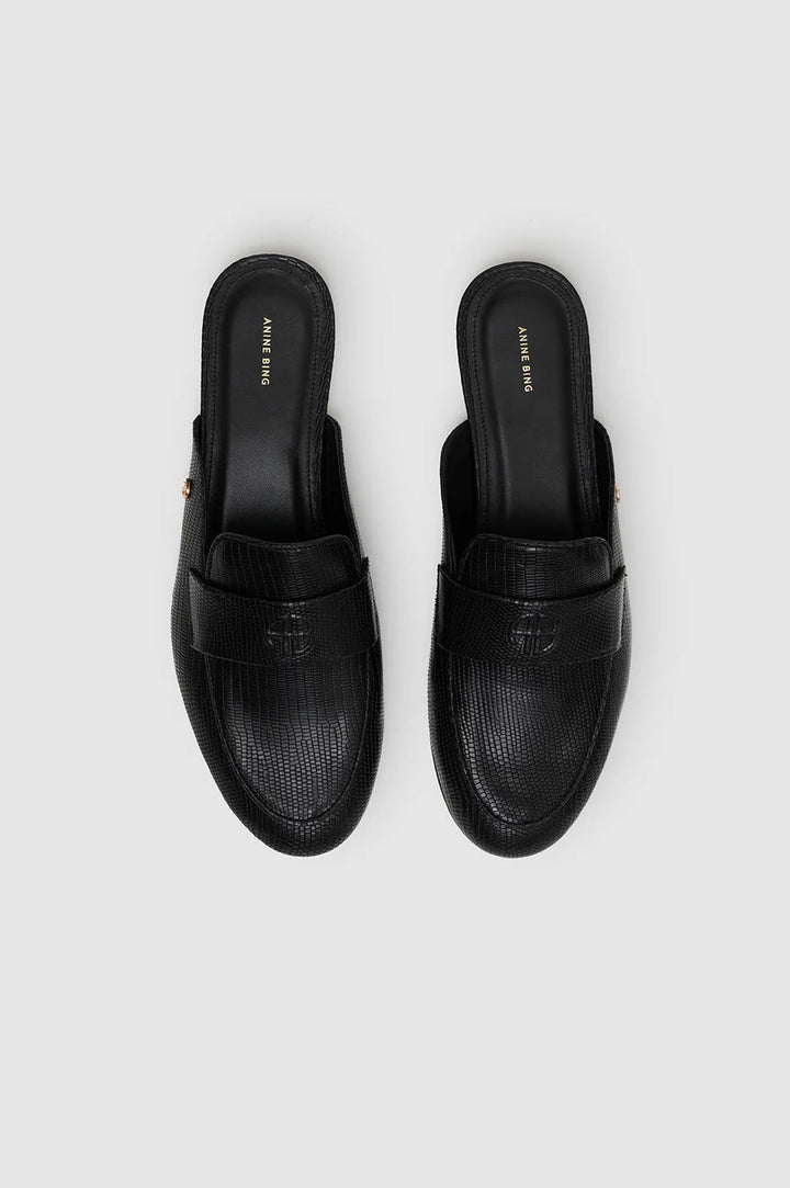 Anine Bing - Corrine Mule Mini Embossed Black - Kalifornia Jean Bar