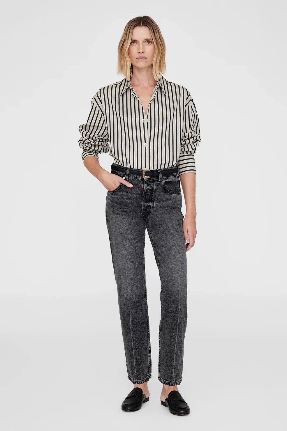 Anine Bing - Corrine Mule Mini Embossed Black - Kalifornia Jean Bar
