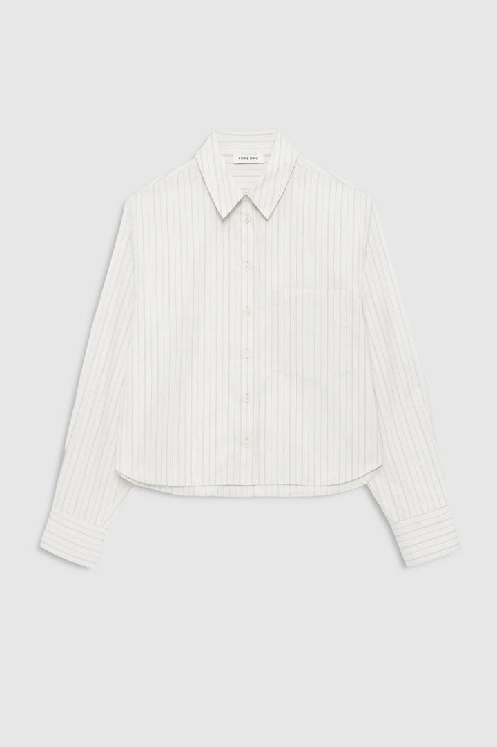 Anine Bing - Essie Cropped Shirt Cream Pinstripe - Kalifornia Jean Bar