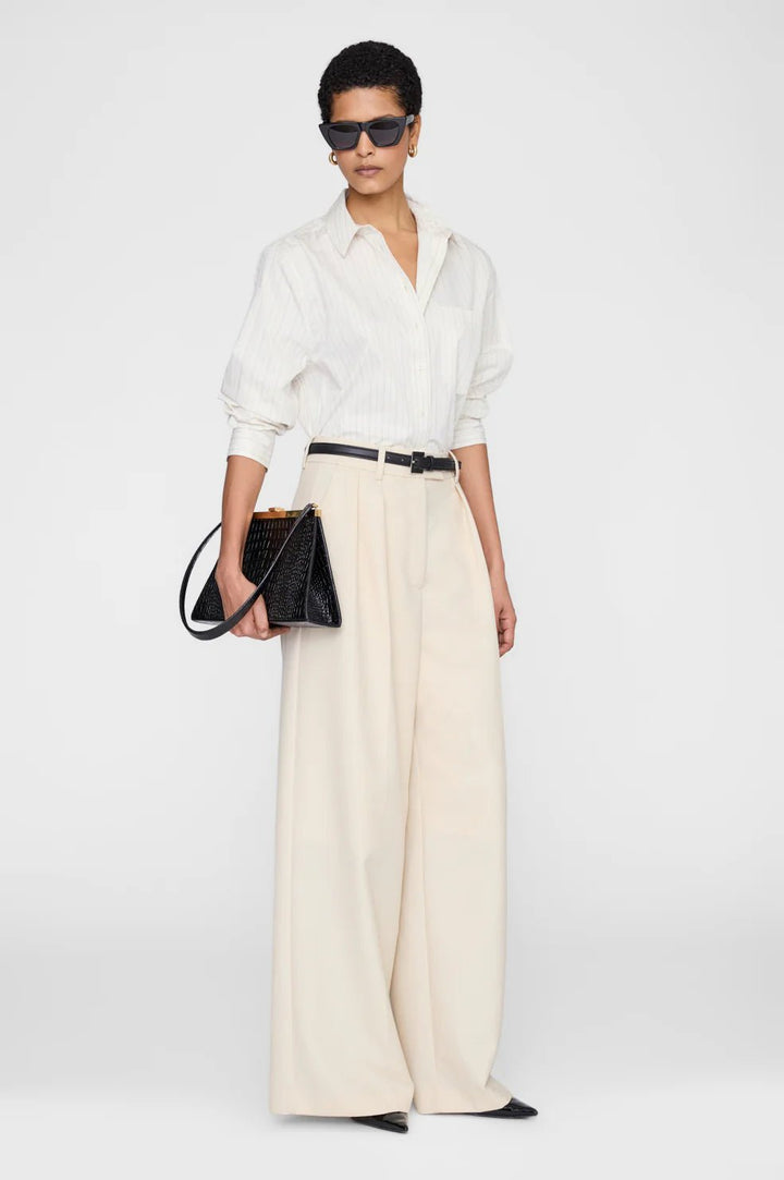 Anine Bing - Essie Cropped Shirt Cream Pinstripe - Kalifornia Jean Bar