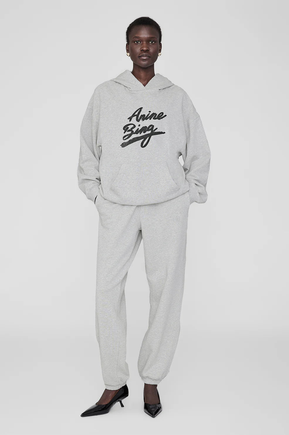 Anine Bing - Harvey Signature Sweatshirt in Heather Grey - Kalifornia Jean Bar