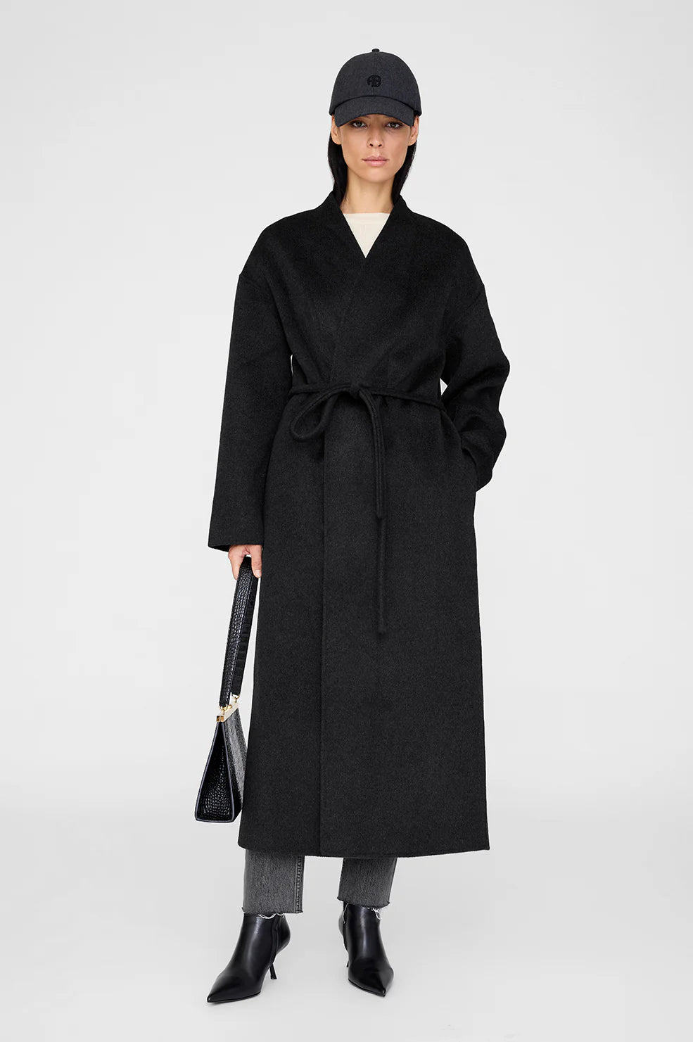 Anine Bing - Jeremy Cap Dark Heather Grey Wool - Kalifornia Jean Bar