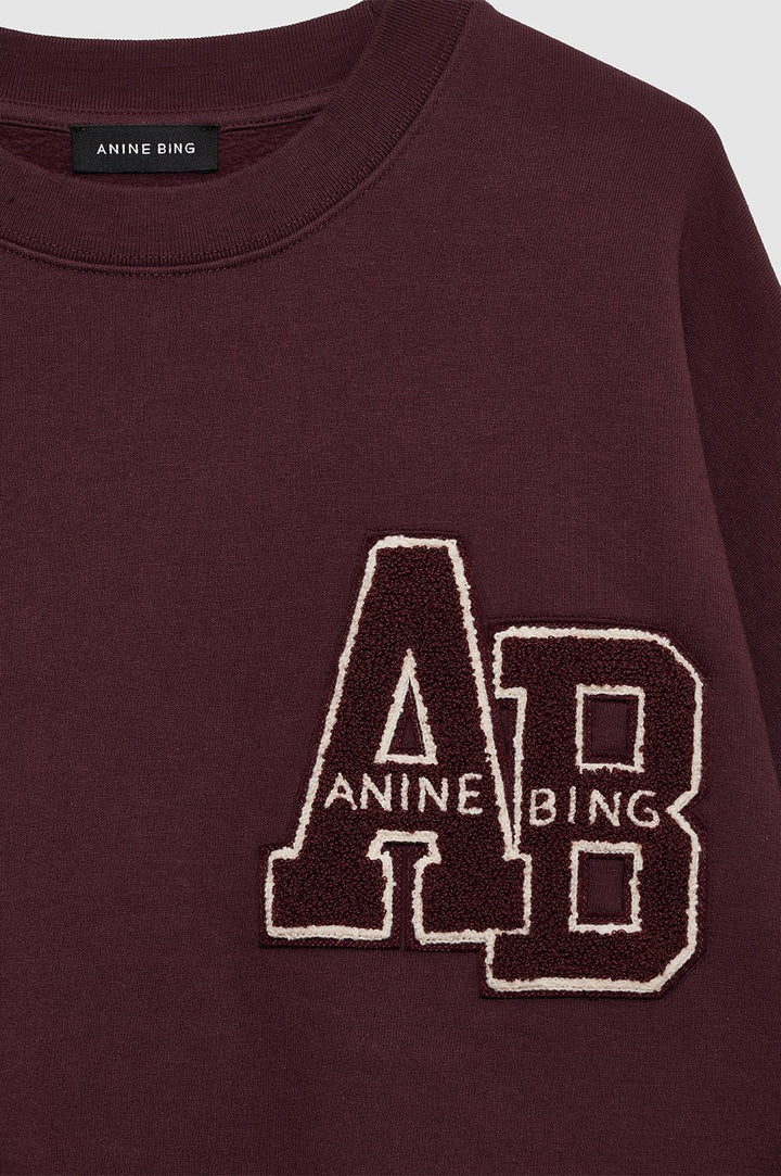 Anine Bing - Miles Oversized Sweatshirt Letterman Dark Burgundy - Kalifornia Jean Bar