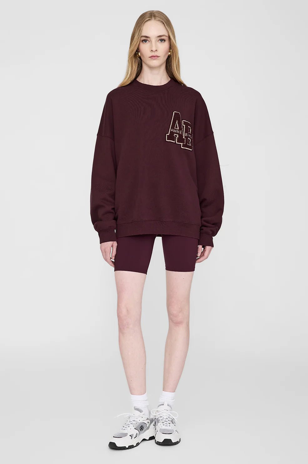 Anine Bing - Miles Oversized Sweatshirt Letterman Dark Burgundy - Kalifornia Jean Bar