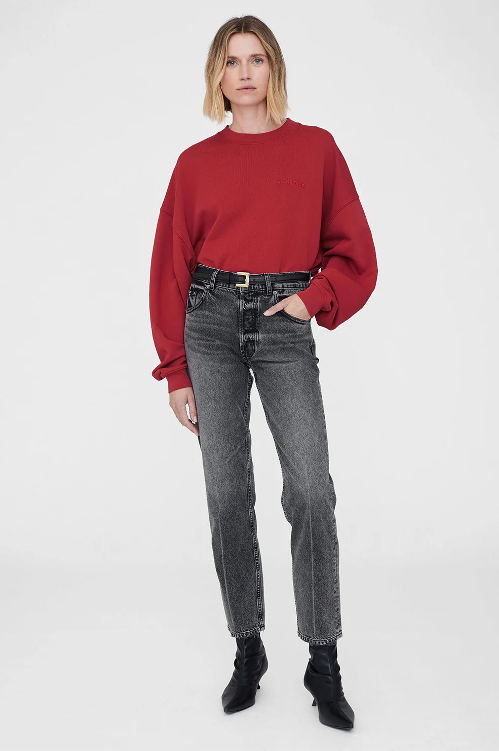 Anine Bing - Miles Sweatshirt in Washed Red - Kalifornia Jean Bar