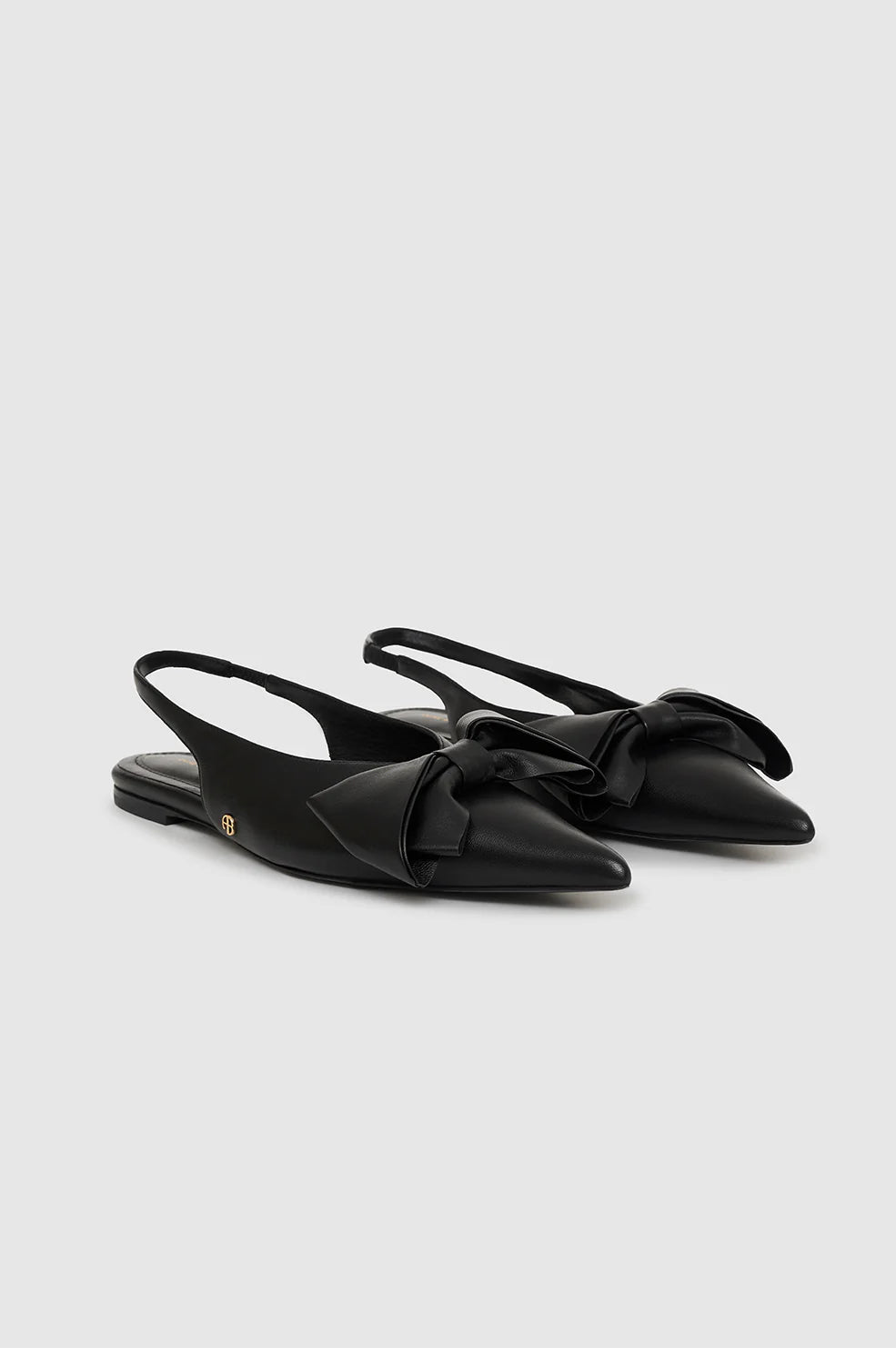 Anine Bing - Nina Slingback Flats with Bow in Black - Kalifornia Jean Bar