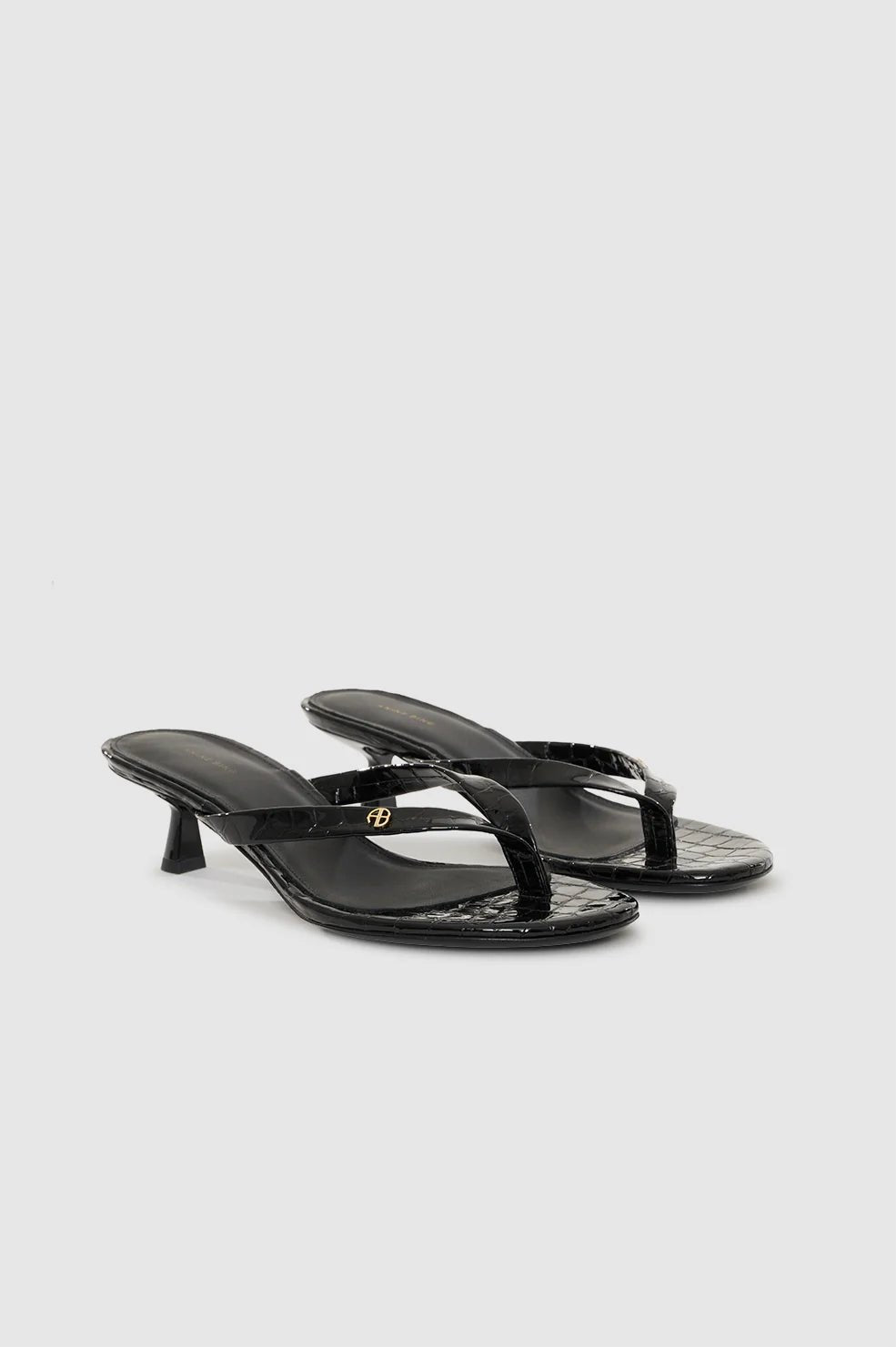 Anine Bing - Noelle Thong Heels in Embossed Black - Kalifornia Jean Bar