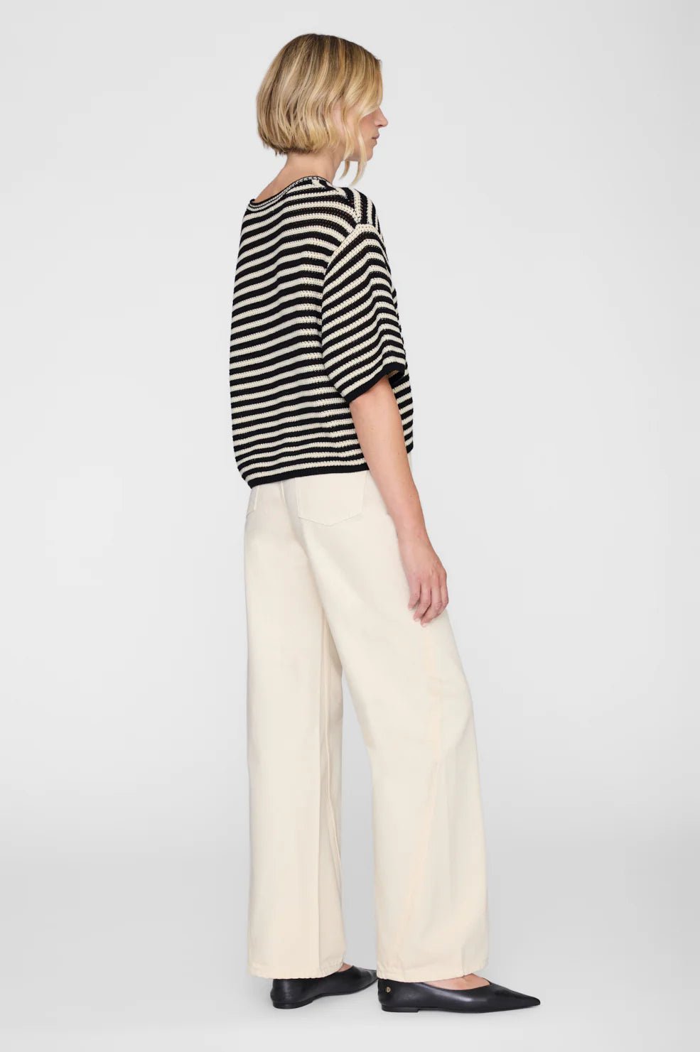 Anine Bing - Theo Sweater Black Ivory Stripe - Kalifornia Jean Bar